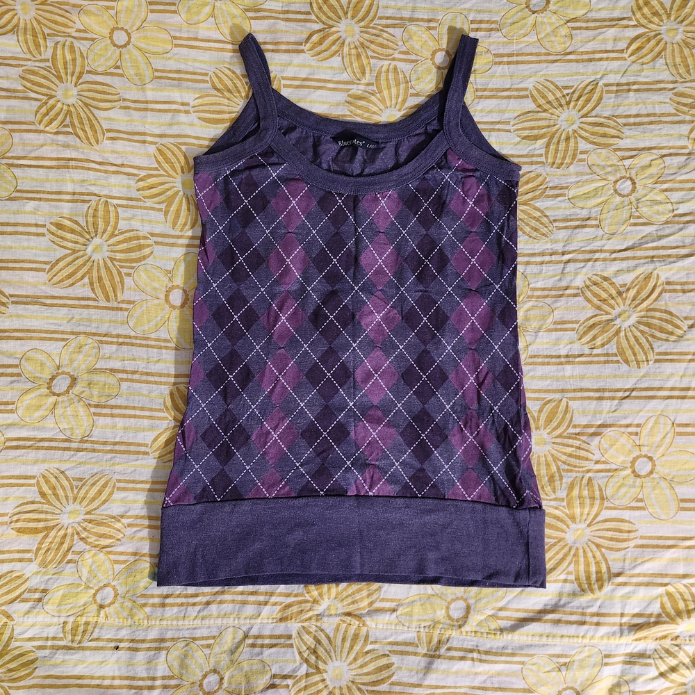 Bluenotes Purple and Pink Argyle Tank Top